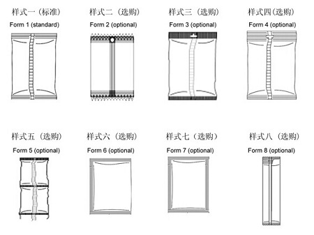 立式粉剂定量包装机可以实现的包装形式